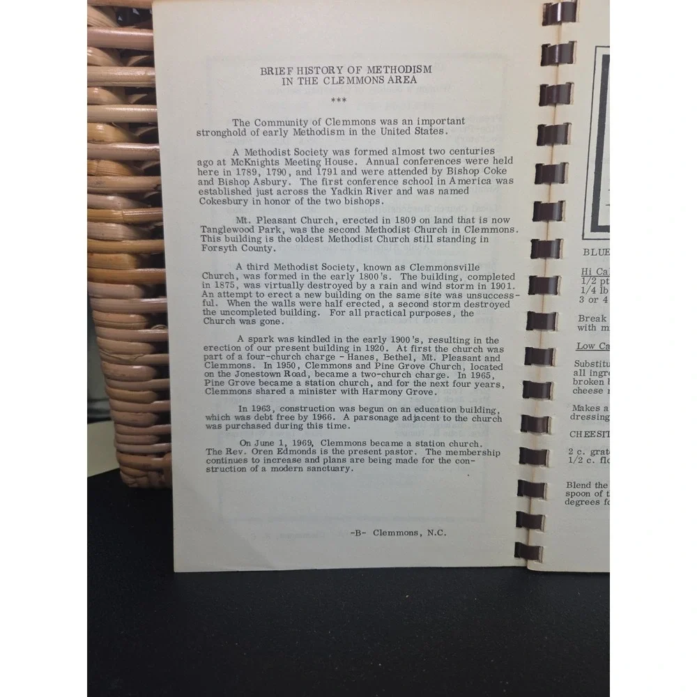 Clemmons‎ United Methodist Church Cookbook Vintage Clemmons, North Carolina